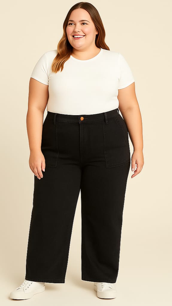 Jeans Wide Leg Negro