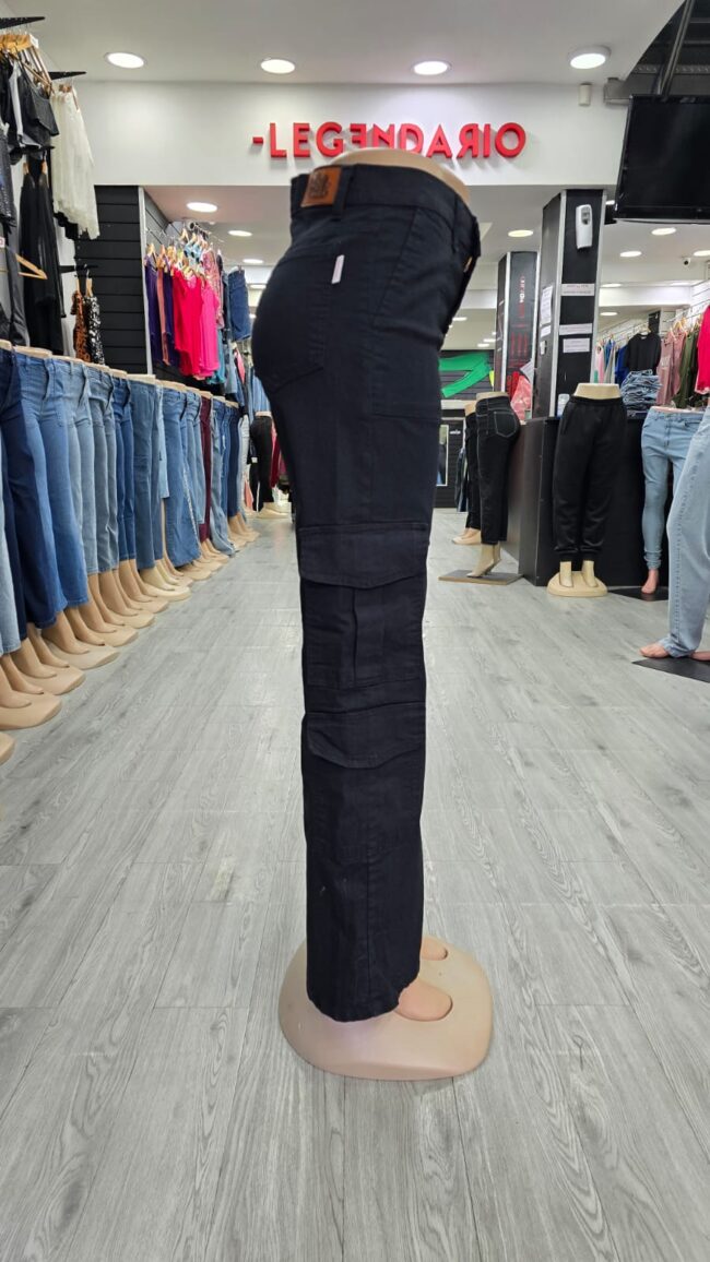 Jeans Cargo 3 Bolsillos Negro - Imagen 4