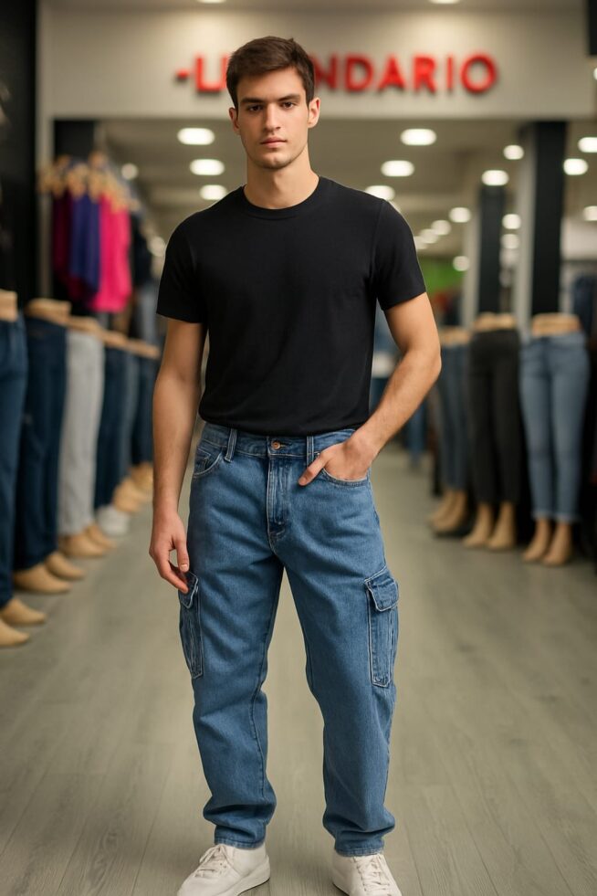 Jeans cargo - Azul