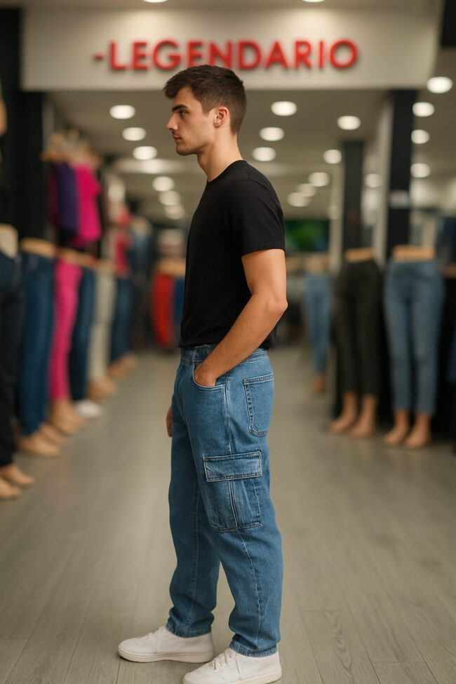Jeans cargo - Azul - Imagen 4