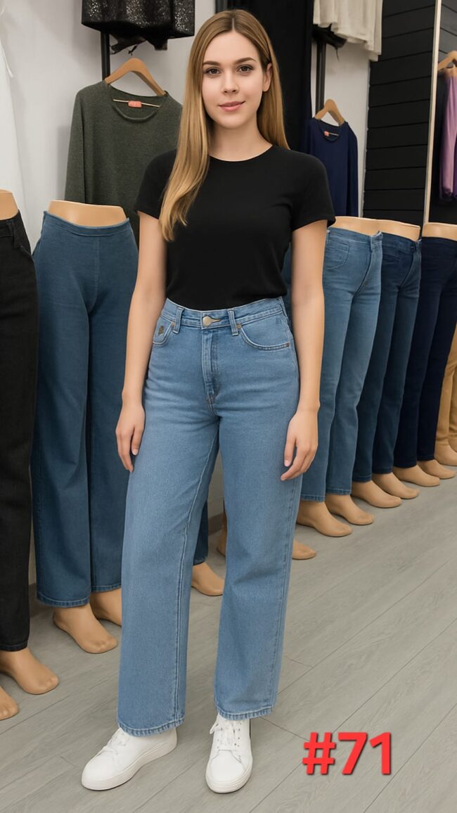 Jeans Clásico Tiro Alto - Celeste