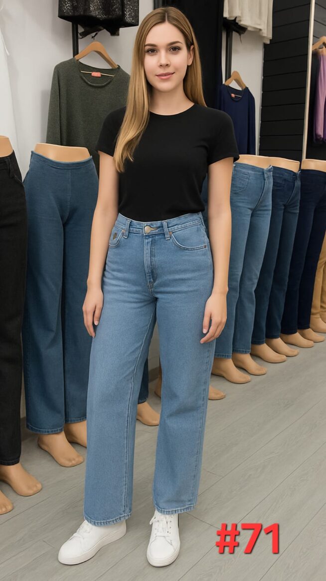 Jeans Clásico Tiro Alto - Celeste