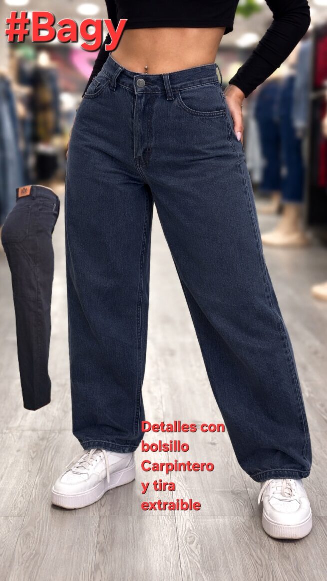 Jeans Bagy Ballon Negro Super Alicrado