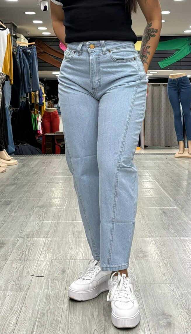 Jeans Bagy #25 con doble costura- Celeste