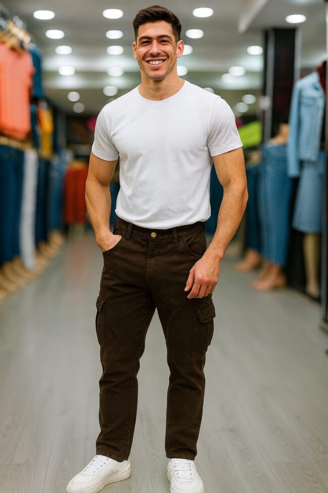 Jeans Rígido Cargo - Marron - Imagen 2