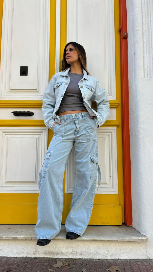 Jeans Cargo Rígido - Celeste - Imagen 2