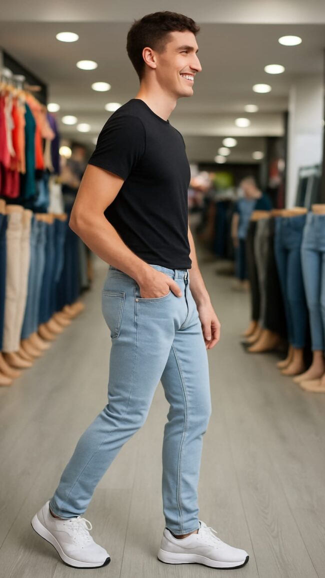 Jeans chupín hombre - Celeste - Imagen 2