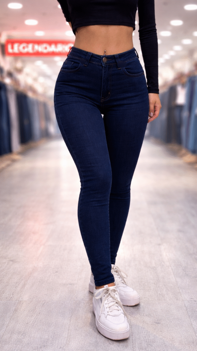Jeans Skinny tiro alto - Azul oscuro