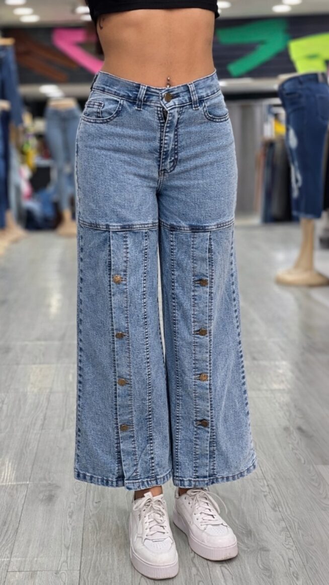 Jeans Wide Leg con Botones