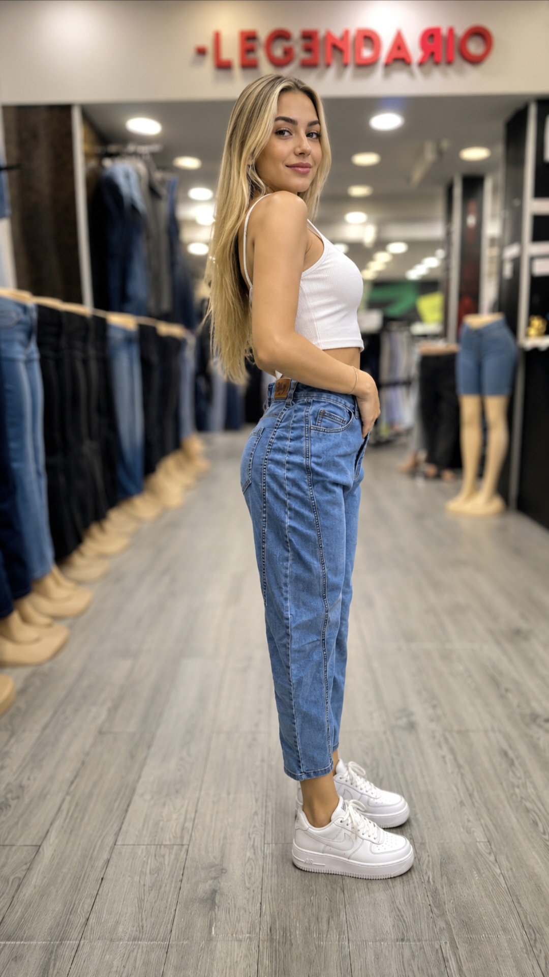 Jeans Baggy Pay Celeste Oscuro - Imagen 2