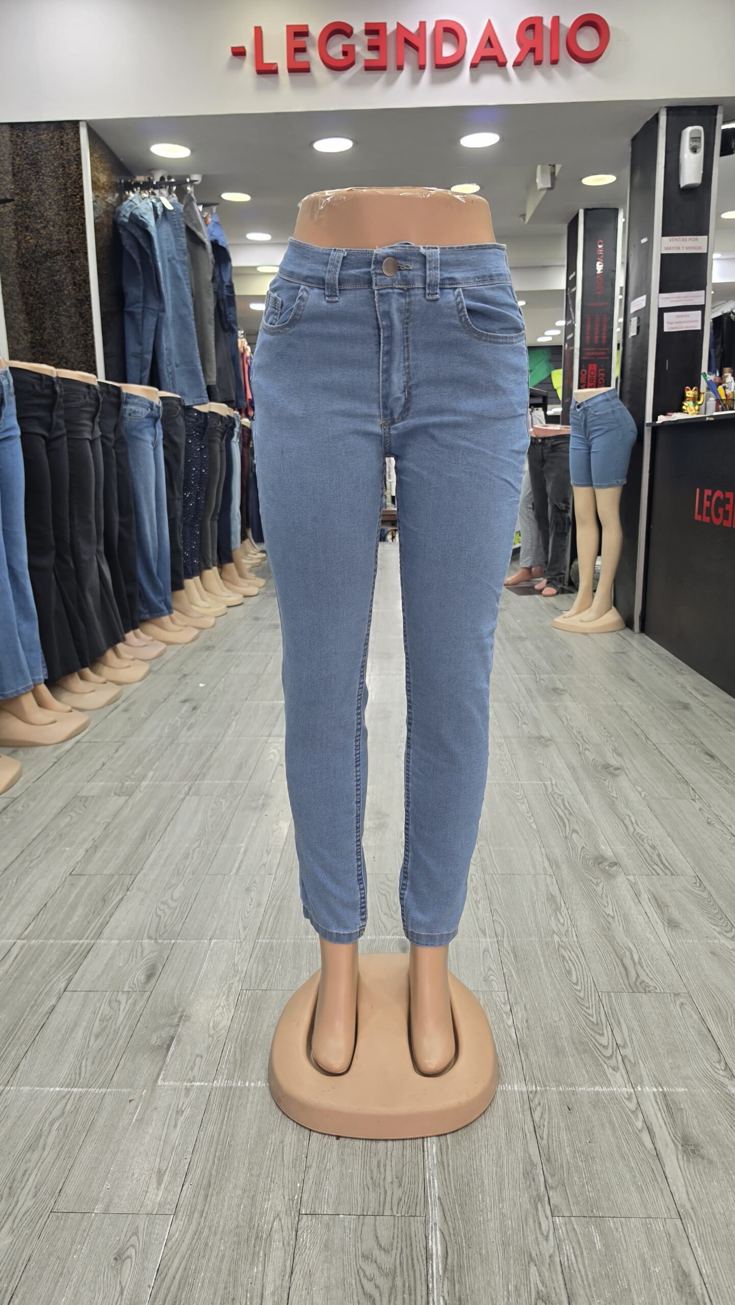 Jeans Skinny alicrado Celeste Claro - Imagen 3