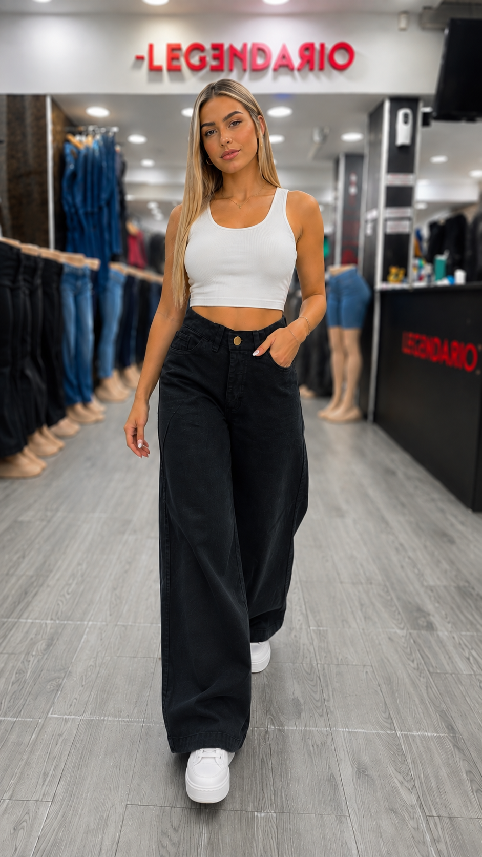 Jeans Luciela Negro Rigido - Imagen 2